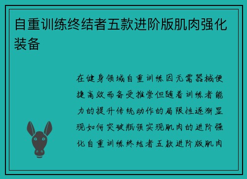 自重训练终结者五款进阶版肌肉强化装备